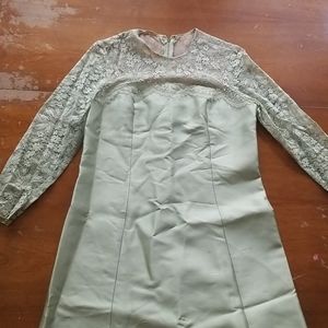 Vintage Silk and Lace Green Dress